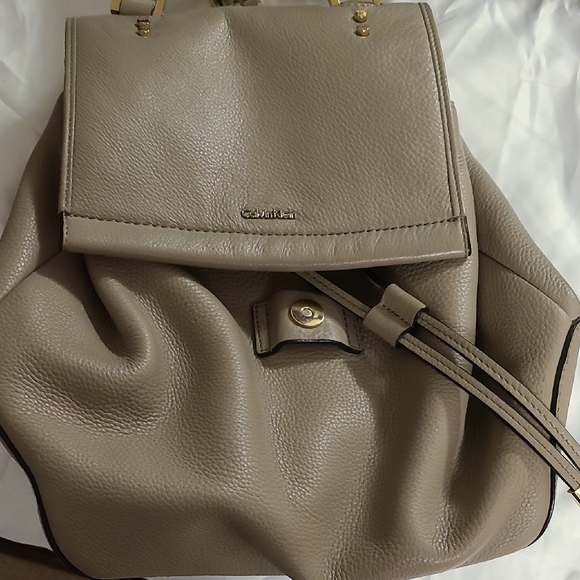Calvin Klein Beige Leather Backpack - Picture 1 of 1